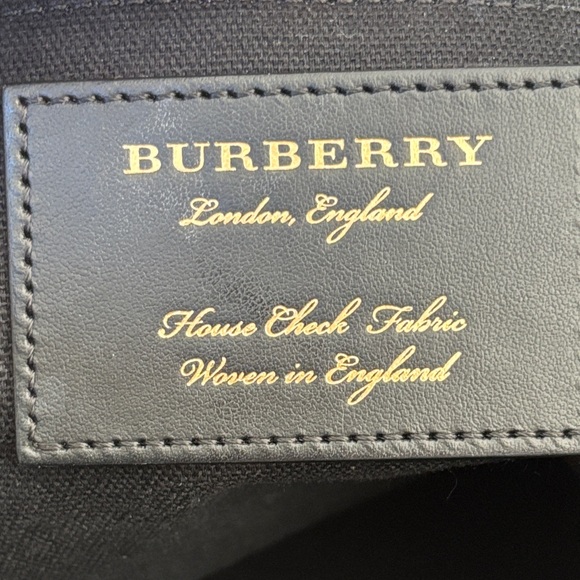 Authentic Burberry House Check Derby Leather Small Canterbury Tote Bag Black - Picture 9 of 16